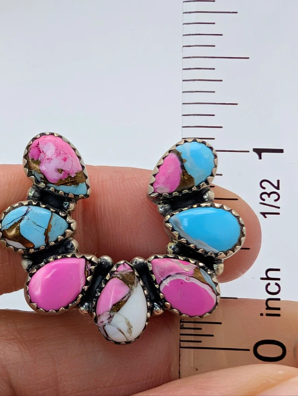 Cotton Candy Turquoise S925 Sterling Silver Naja Adjustable Ring